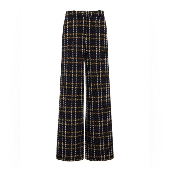 LAGENCE Pilar Wide Leg Satin Pant Plaid Tweed Print Trouser Size 2 - Picture 4 of 4